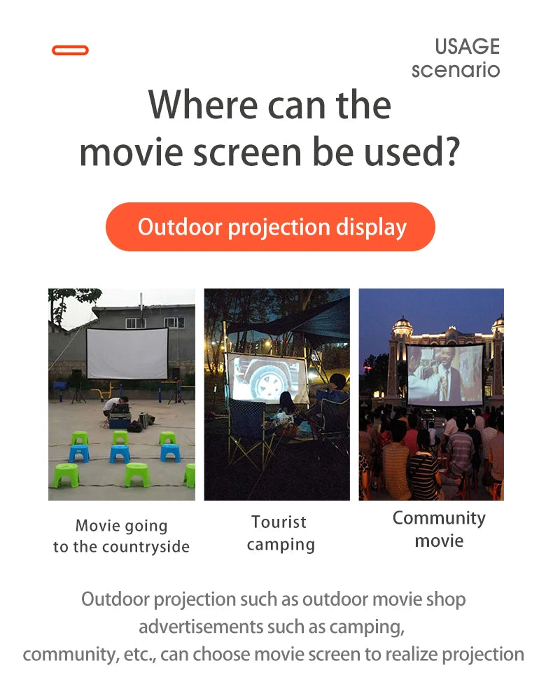 MIXITO Projection Curtain 16: 9 Ratio Hight-Density 60-200 Inch Foldable Anti-Crease Portable Movie Projector Screen