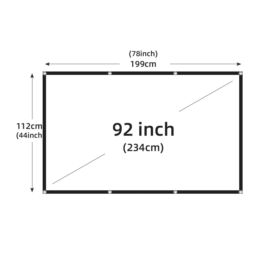 MIXITO Projection Curtain 16: 9 Ratio Hight-Density 60-200 Inch Foldable Anti-Crease Portable Movie Projector Screen