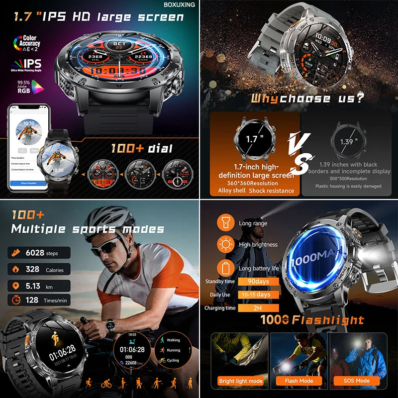 T-REX 3 Ultra Military 1000mAh Battery Smart Watch 5ATM Waterproof GPS Bluetooth Call AMOLED HD Men Sports Smartwatch 2026 New