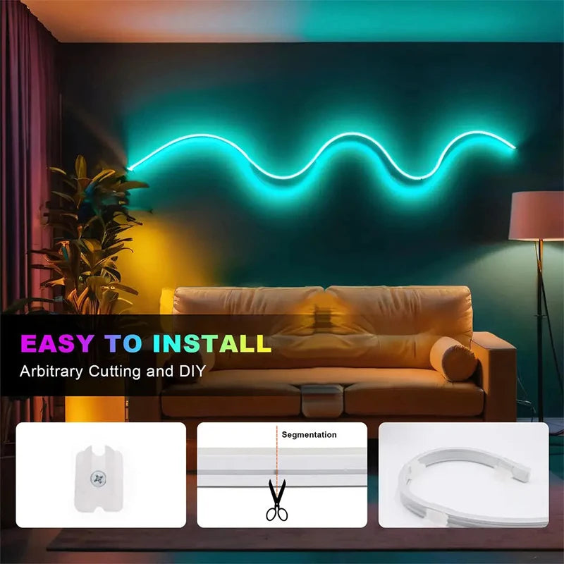 Rgb Neon Strip Light 3M 5M Neon Rgb Strip Usb Flexible Neon Tape Bluetooth Neon Lights Strip 5V Led Neon Rope Light Waterproof