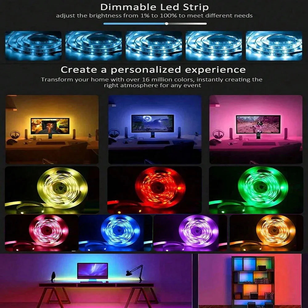 5V USB RGB LED Strip Light 5050 Smart App Control 5m 10m 20m 30m Color-Changing Lights Tape Music Sync TV Backlight Holiday Deco