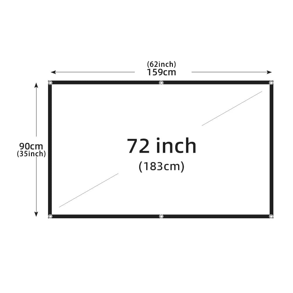 MIXITO Projection Curtain 16: 9 Ratio Hight-Density 60-200 Inch Foldable Anti-Crease Portable Movie Projector Screen