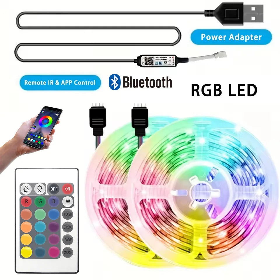 5V USB RGB LED Strip Light 5050 Smart App Control 5m 10m 20m 30m Color-Changing Lights Tape Music Sync TV Backlight Holiday Deco