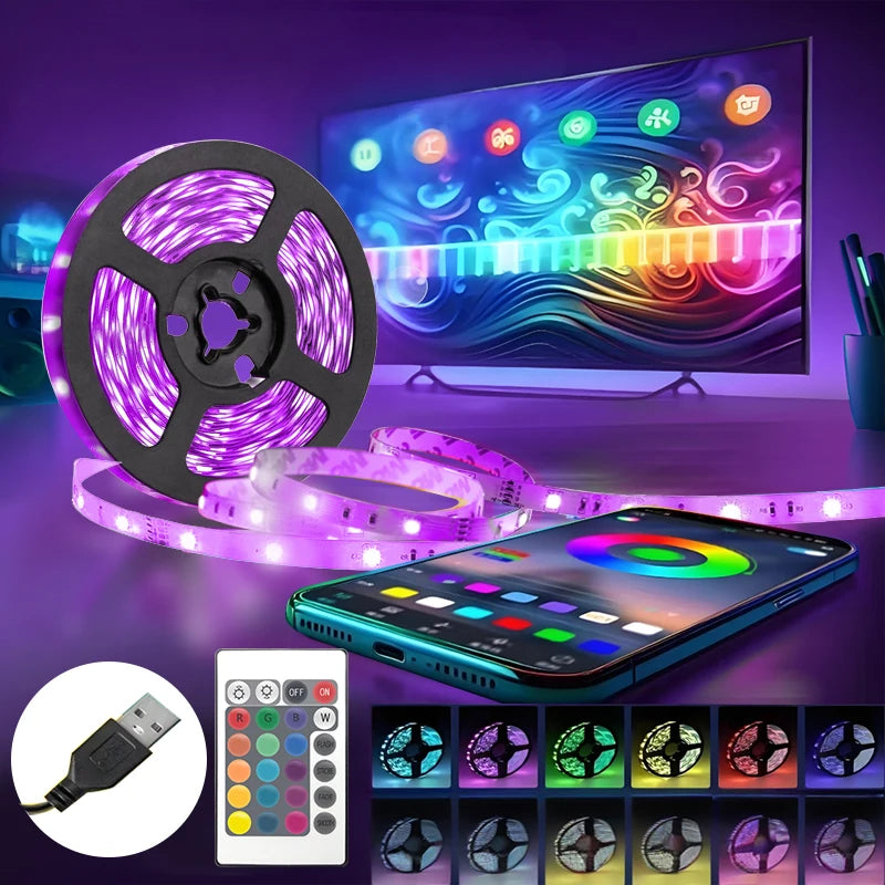 5V USB RGB LED Strip Light 5050 Smart App Control 5m 10m 20m 30m Color-Changing Lights Tape Music Sync TV Backlight Holiday Deco