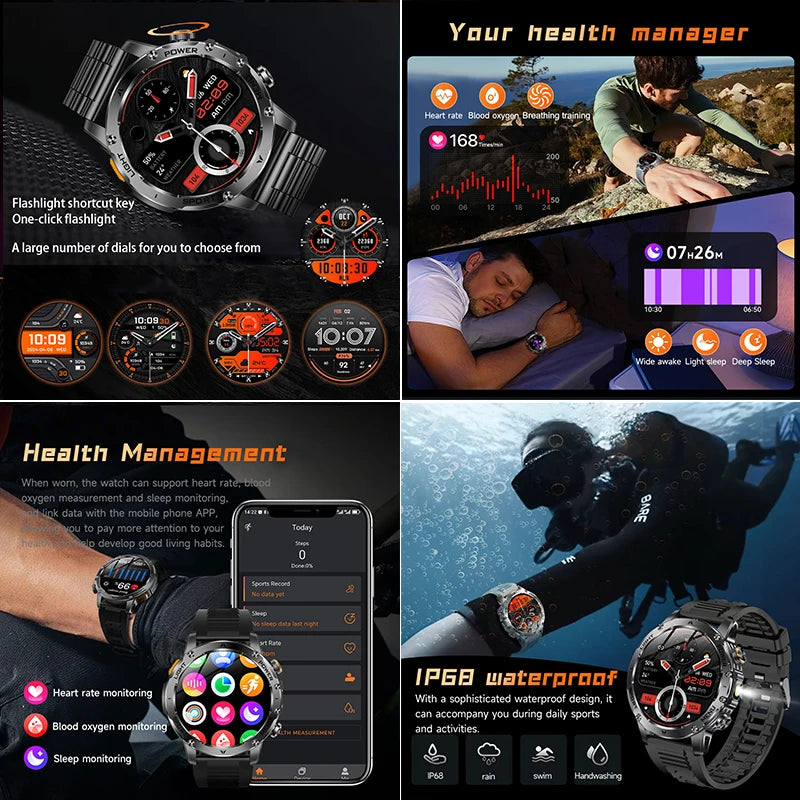 New Outdoor 1000mAh Battery T-Rex 3 Ultra Military Smart Watch Men IP69K Waterproof GPS AMOLED Bluetooth Call Sports Smartwatch