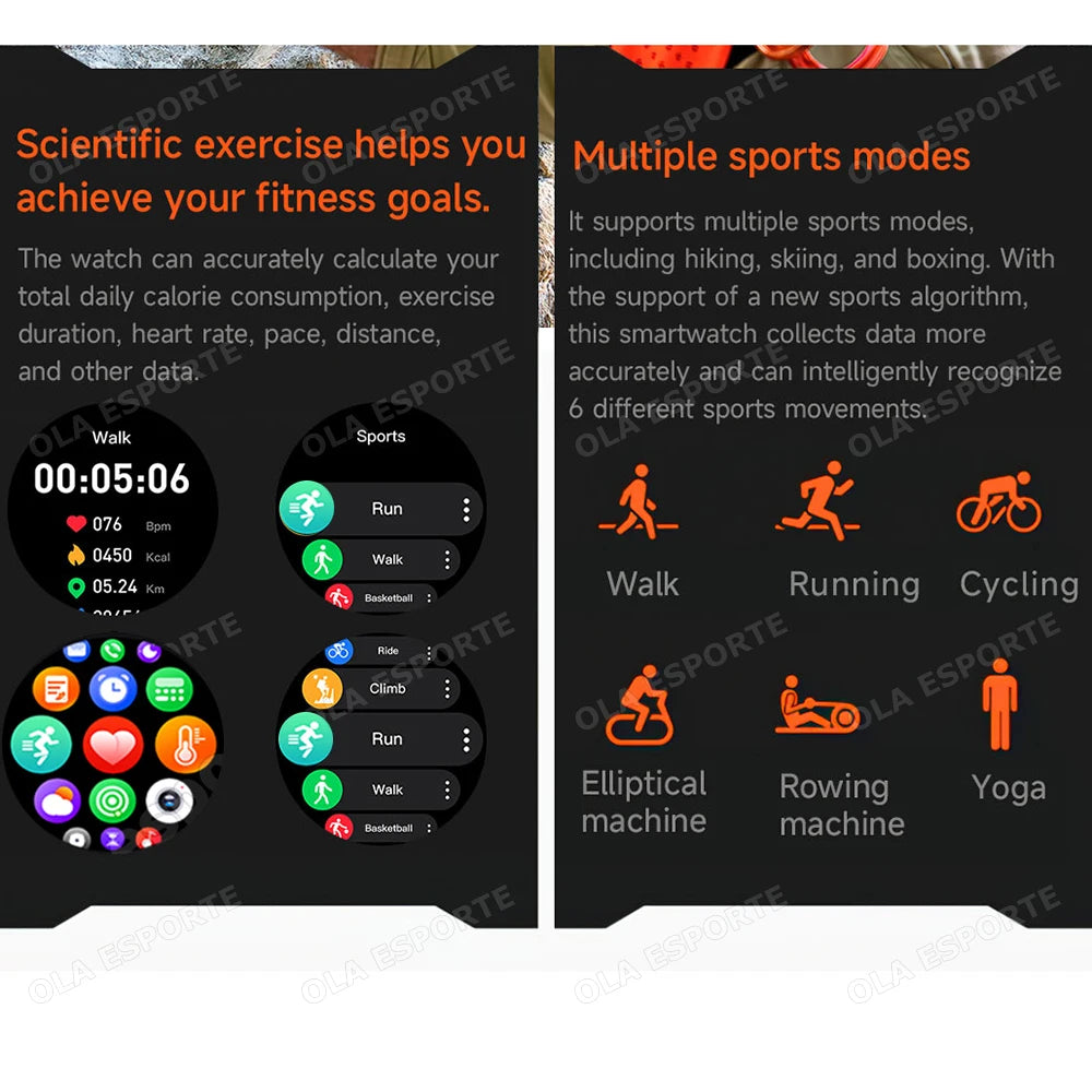 2025 New Smart Watch Men 1.5-inch AMOLED Display GPS Tracker Waterproof 100+ Sports Modes Bluetooth Call Military Smartwatch Man