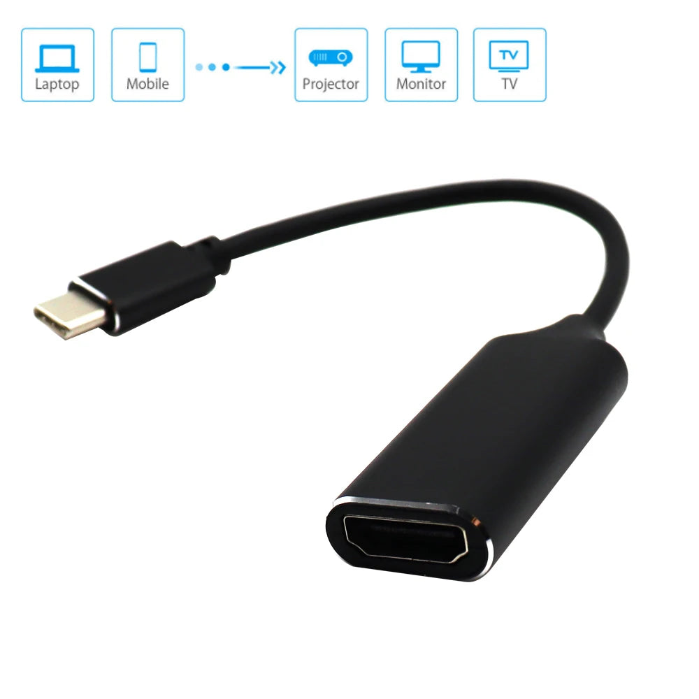 Type C To HDMI-Compatible Adapter Cable USB C 4K USB 3.1 HDTV Converter Cable For Projector PC MacBook Pro Laptops Tablet Huawei