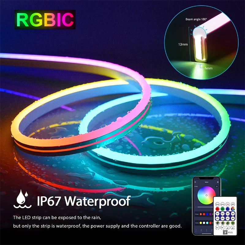 Rgb Neon Strip Light 3M 5M Neon Rgb Strip Usb Flexible Neon Tape Bluetooth Neon Lights Strip 5V Led Neon Rope Light Waterproof