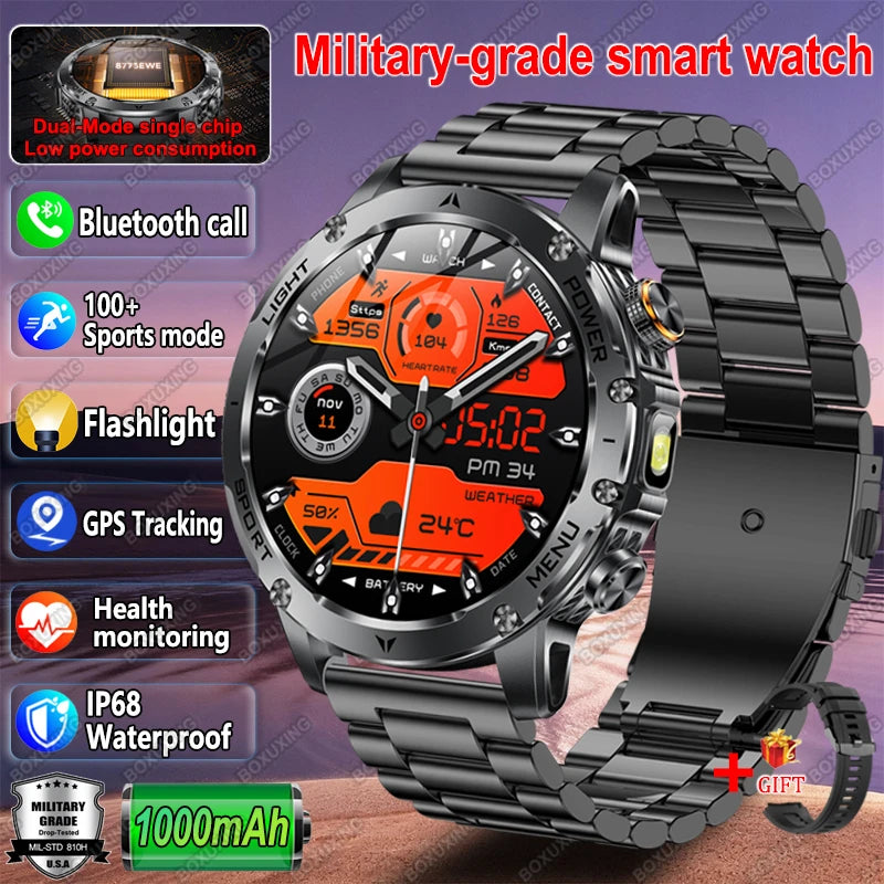 New Outdoor 1000mAh Battery T-Rex 3 Ultra Military Smart Watch Men IP69K Waterproof GPS AMOLED Bluetooth Call Sports Smartwatch