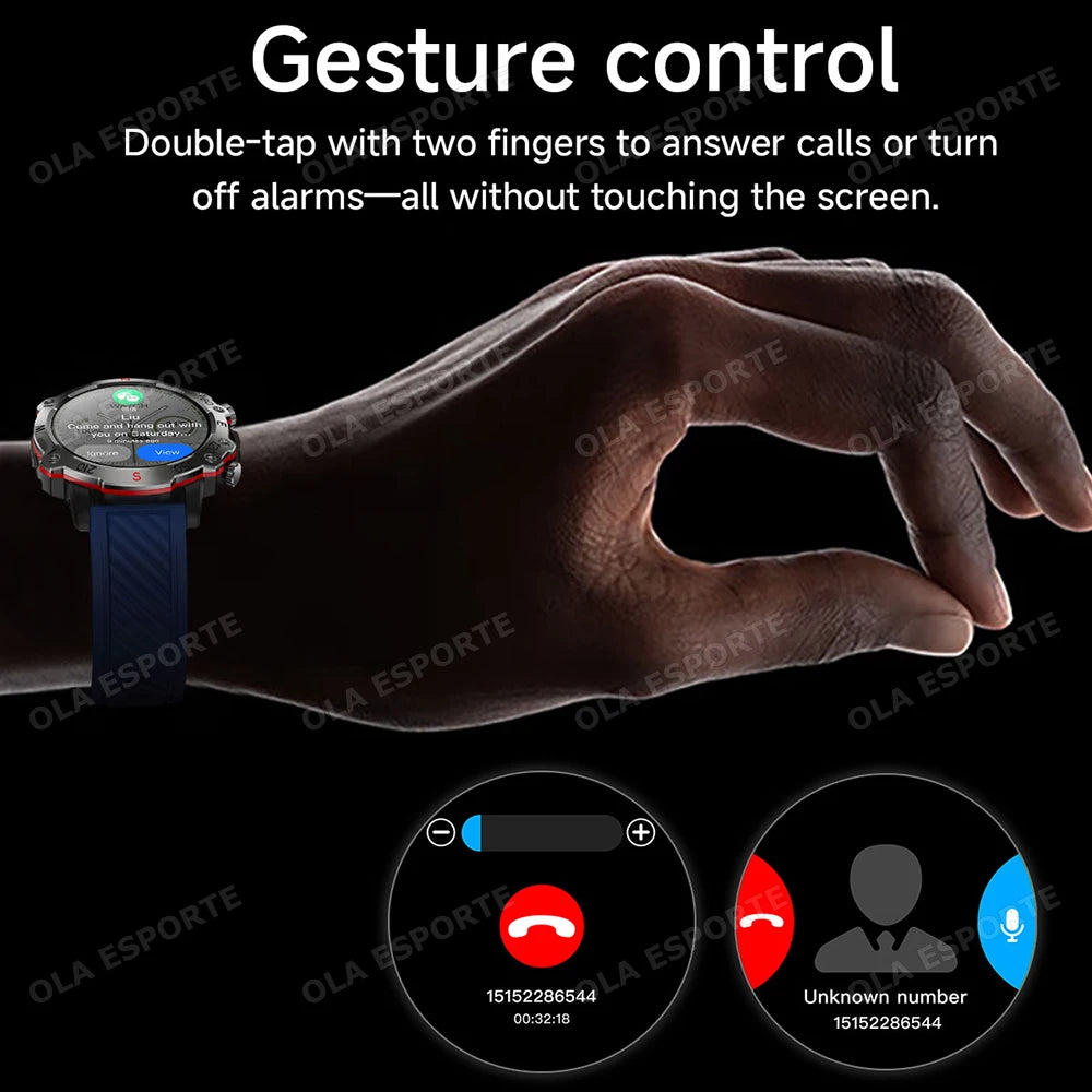 2025 New Smart Watch Men 1.5-inch AMOLED Display GPS Tracker Waterproof 100+ Sports Modes Bluetooth Call Military Smartwatch Man