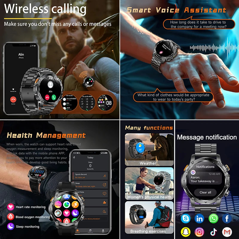 New Outdoor 1000mAh Battery T-Rex 3 Ultra Military Smart Watch Men IP69K Waterproof GPS AMOLED Bluetooth Call Sports Smartwatch