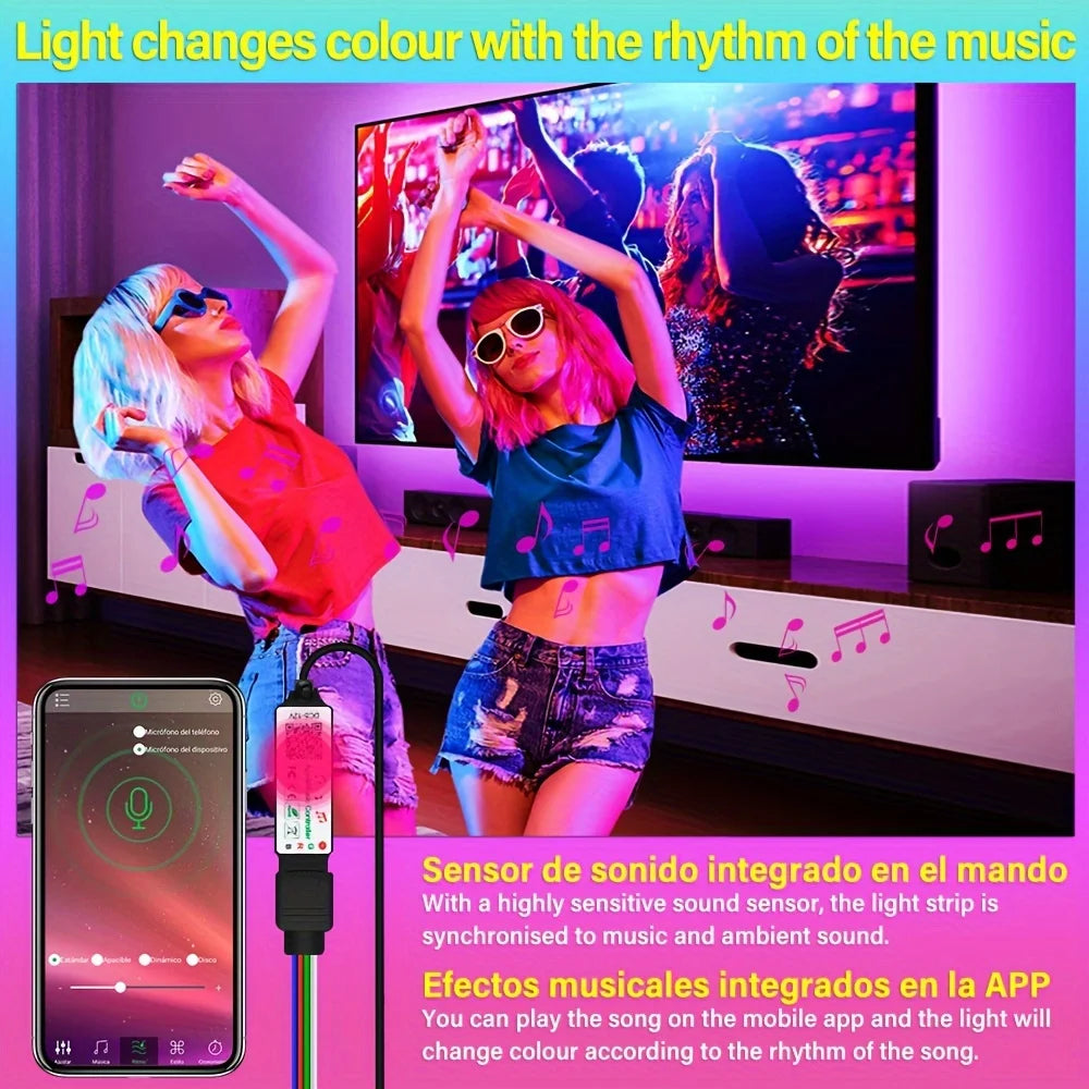 5V USB RGB LED Strip Light 5050 Smart App Control 5m 10m 20m 30m Color-Changing Lights Tape Music Sync TV Backlight Holiday Deco