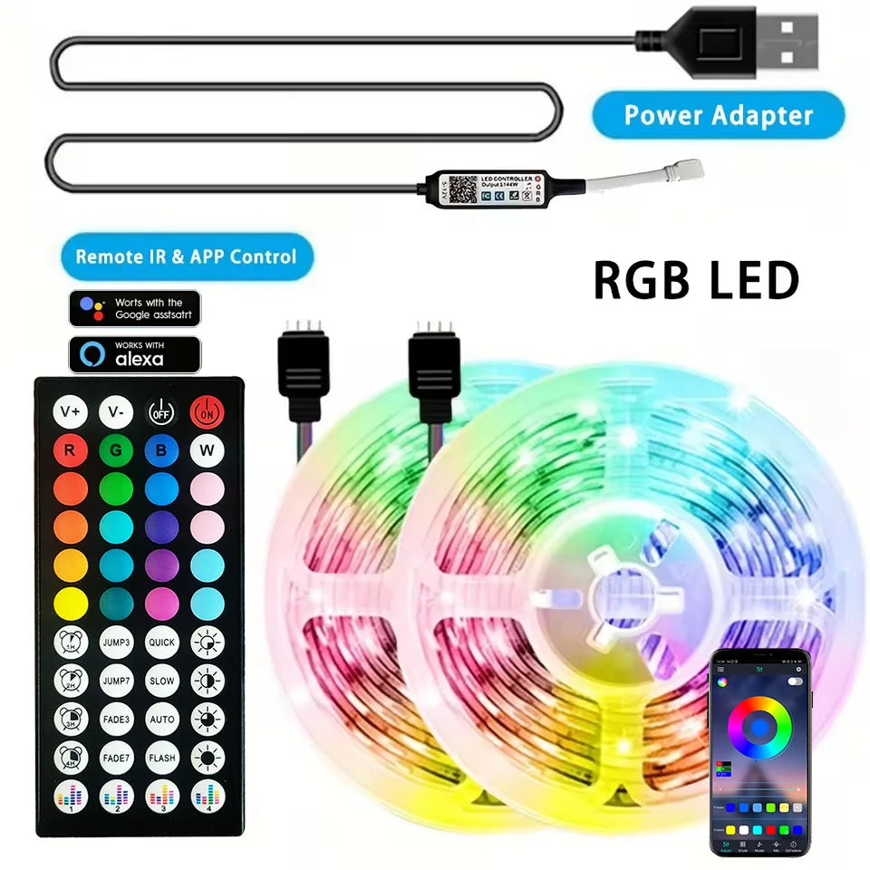 5V USB RGB LED Strip Light 5050 Smart App Control 5m 10m 20m 30m Color-Changing Lights Tape Music Sync TV Backlight Holiday Deco