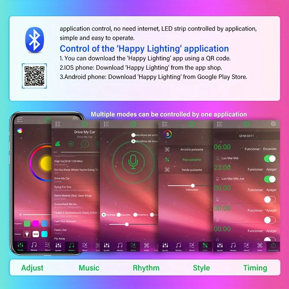 5V USB RGB LED Strip Light 5050 Smart App Control 5m 10m 20m 30m Color-Changing Lights Tape Music Sync TV Backlight Holiday Deco