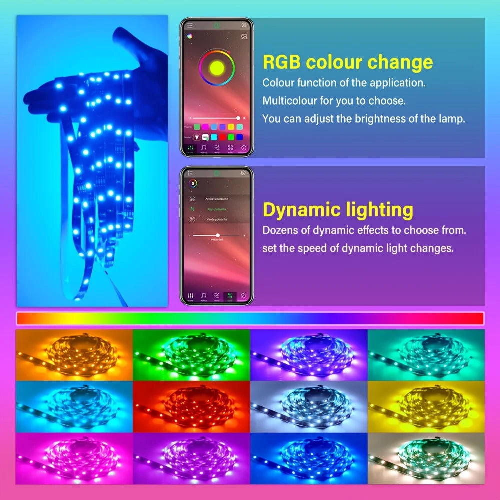 5V USB RGB LED Strip Light 5050 Smart App Control 5m 10m 20m 30m Color-Changing Lights Tape Music Sync TV Backlight Holiday Deco